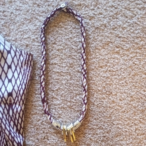 Calvin Klein Snake Print 2 Piece Halter Blouse Top With Matching Necklace - Picture 10 of 12